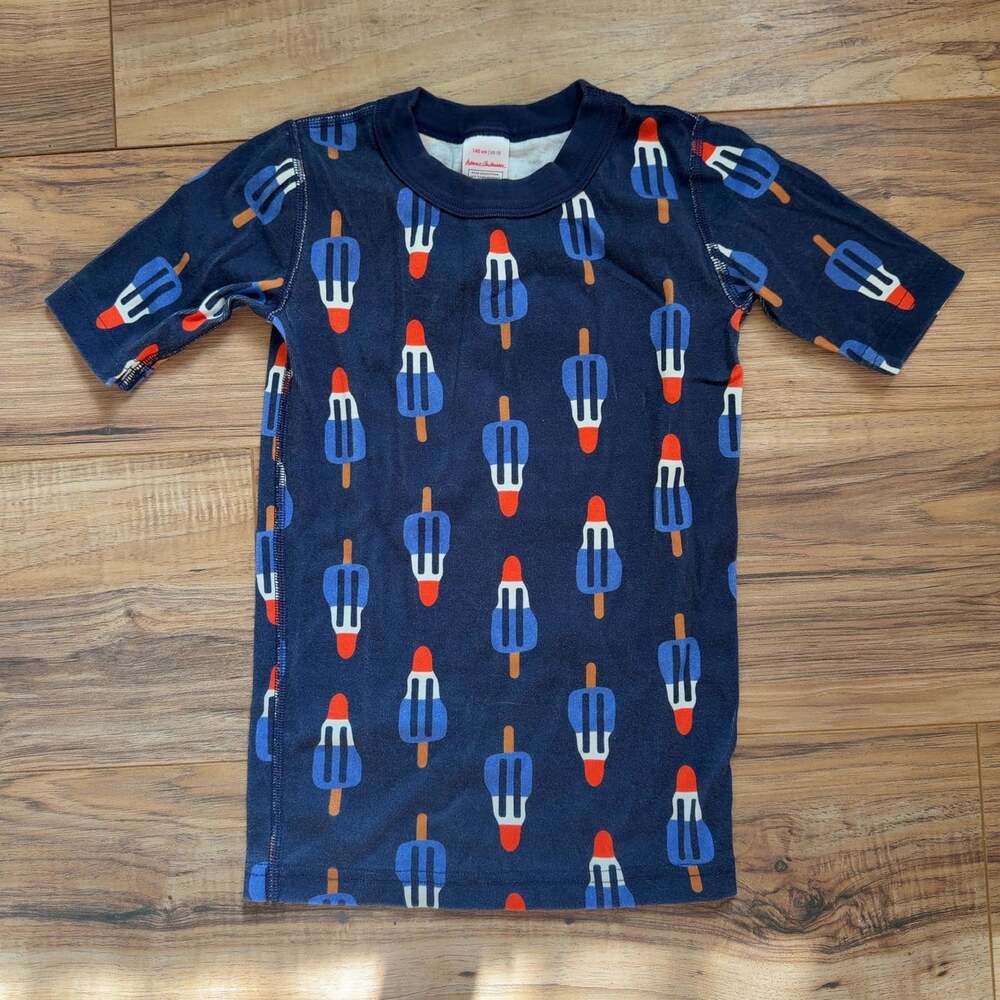Hanna Andersson Pajama Top Size 140 US 10 Short Sleeve Popsicle Navy Kid Child